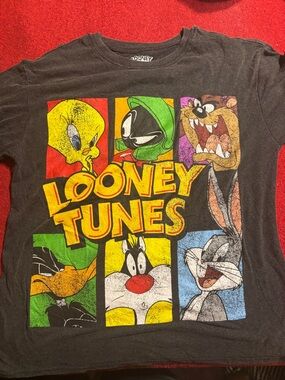 Looney Tunes Tweetie Marvin Taz Bugs Daffy Sylvester Black Tee Men’s size Medium